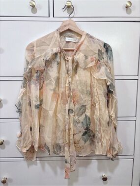 NWT Zimmermann Illuminate Flutter Top in Lemon Hydrangea Size 0P